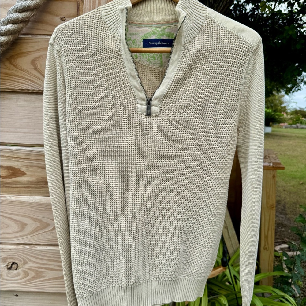 Tommy Bahama Cream Zip Up Sweater